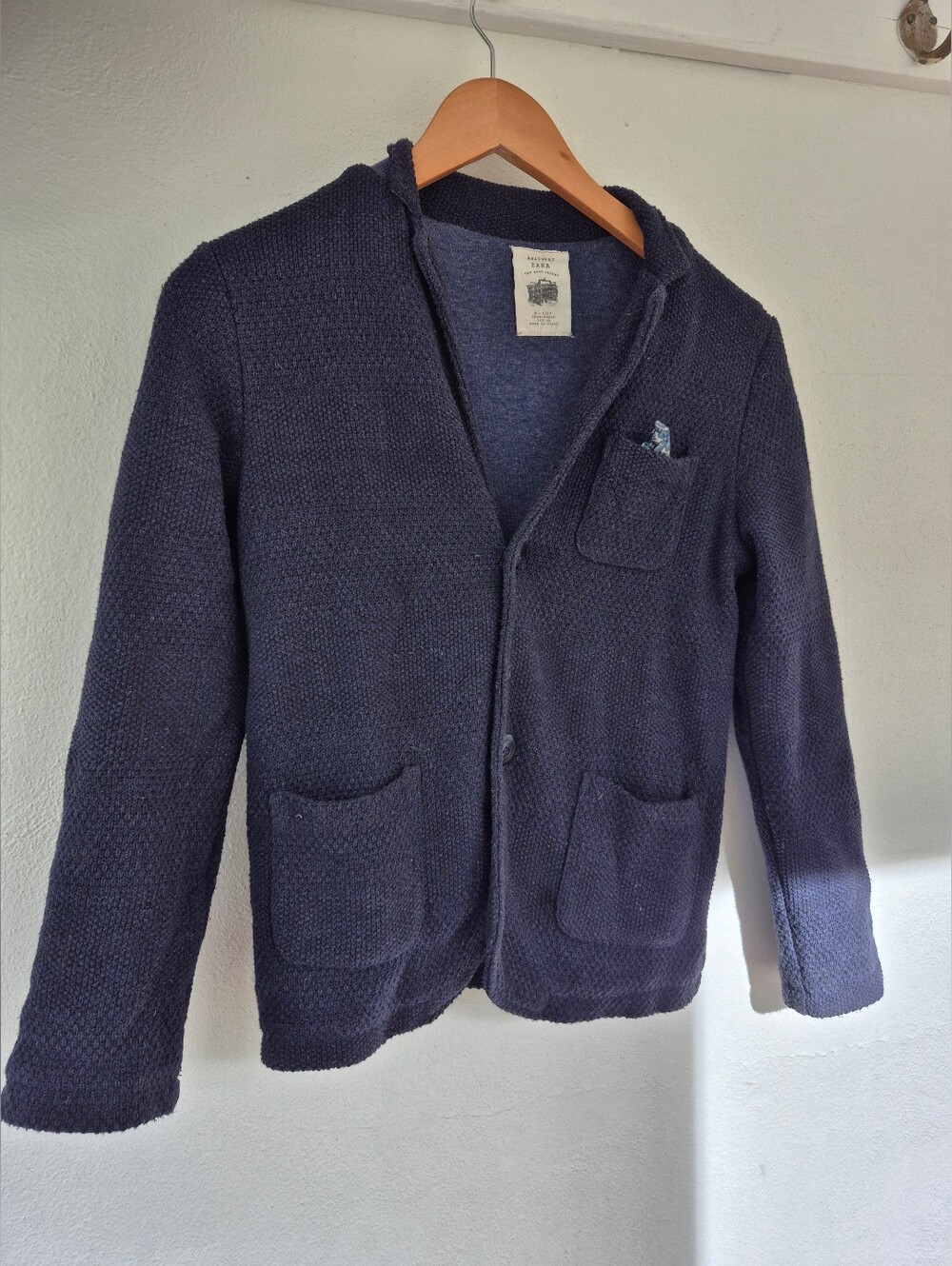 Zara Knit Blazer Style Jacket 9-10 Years Navy Blue